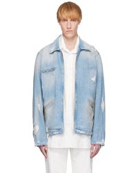MM6 by Maison Martin Margiela - ブルー ディストレス デニムジャケット - Lyst