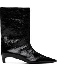Jil Sander - Bottes Noires En Cuir De Veau Froissé - Lyst