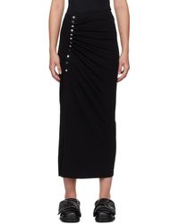 Rabanne - ブラック Drapé Pression スリット ミディアムスカート - Lyst