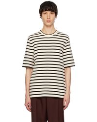 Jil Sander - Beige & Navy Multistripe T-shirt - Lyst