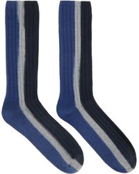 Sacai - Black & Navy Vertical Dye Socks - Lyst