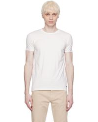 Zegna - T-shirt blanc cassé à encolure arrondie - Lyst