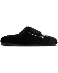Simone Rocha - Black Embellished Furry Slippers - Lyst