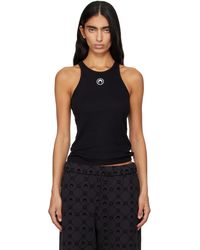 Marine Serre - Débardeur Noir En Jersey Côtelé À Logo - Lyst