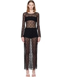 Marine Serre - Moonogram Mesh Flock Ls Crewneck Maxi Dress - Lyst