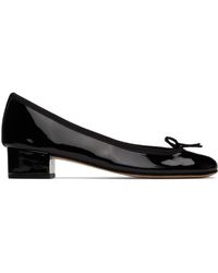 Repetto Leather Black Patent Camille Ballerina Heels | Lyst