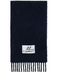 Marni - Écharpe bleu marine en tricot brossé d'alpaga à écusson à logo - Lyst