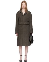 Lemaire - Khaki Belted Tailored Coat - Lyst