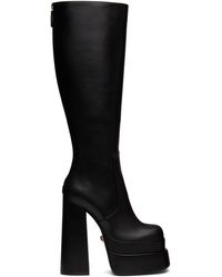 Versace Leather 'la Medusa' Platform Boots - Black