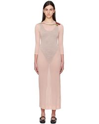 Simone Rocha - Robe Colonne Longue De Style Ballet Ajustée Et Semi-Transparente Rose - Lyst