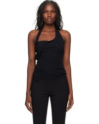 Courreges - Débardeur Asymétrique 90's Noir En Jersey Côtelé - Lyst