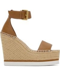 See By Chloé - Tan Glyn Espadrille Platform Sandals - Lyst