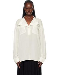 TOTEME - Off- Overlapping Collar Blouse - Lyst