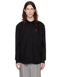 Ami Paris - Chemise noire en denim à logo ami de cœur - Lyst