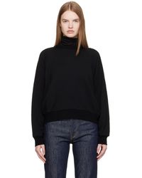 AURALEE - Pull Molletonné Noir En Molleton De Laine Léger - Lyst