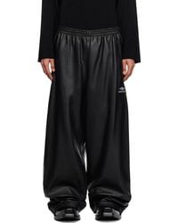 Balenciaga - Pantalon noir en cuir à logo 3b sports - Lyst