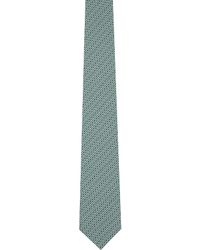 Ferragamo - Cravate vert et bleu en soie à imprimé gancini - Lyst