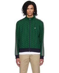 Lacoste - Navy & Green Zip Up Sweatshirt - Lyst