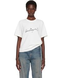 MM6 by Maison Margiela - Off- Overdyed Handwritten-Print T-Shirt - Lyst