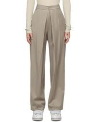Low Classic - Taupe Pleated Trousers - Lyst