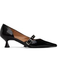 Ganni - Chaussures à petit talon noires à boucle - Lyst