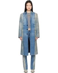 DIESEL - Manteau De Style Veston Bleu En Denim À Effet Décoloré Au Soleil - Lyst