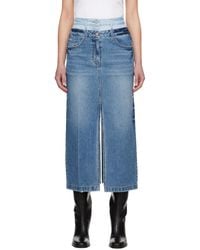 Juun.J - Jupe midi bleue en denim à taille étagée - Lyst