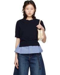 Sacai - Poplin Cotton Knit Sweater - Lyst