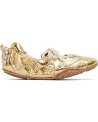 Acne Studios - Baskets Dorées En Cuir À Laçage - Lyst