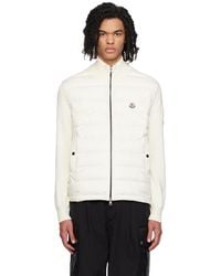 Moncler - Off- Quilted Down Cardigan - Lyst