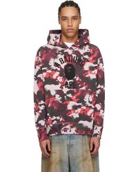 A Bathing Ape - Pull À Capuche Rouge À Motif Camouflage Map - Lyst