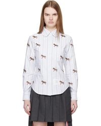 Thom Browne - Horse 4-Bar Cropped Oxford Shirt - Lyst