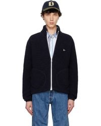 Drake's - Boucle Wool Zip Fleece Jacket - Lyst