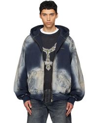 we11done - Zip-Up Dirty Denim Jacket - Lyst