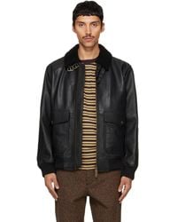HUGO - Leather Aviator Jacket - Lyst