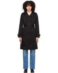 BOSS - Black Buckled Trench Coat - Lyst