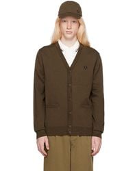 Fred Perry - F Perry ブラウン Classic カーディガン - Lyst