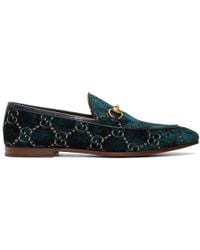 Gucci Navy Velvet GG Jordaan Loafers - Blue