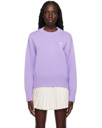 Ami Paris - Ssense Exclusive Purple Ami De Cœur Sweater - Lyst
