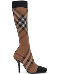 Burberry - Knitted Check Sock Boots - Lyst