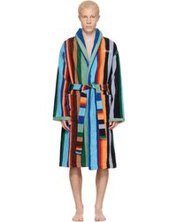 Versace - Striped Cotton-terry Jacquard Bathrobe - Lyst