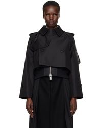 Sacai - Blouson Noir En Gabardine De Coton Et En Sergé De Nylon - Lyst