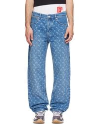Marine Serre - Moon Laser Wash Denim Straight Jeans - Lyst