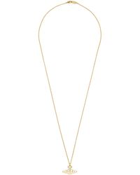 Vivienne Westwood Gold Flat Orb Pendant Necklace - Black