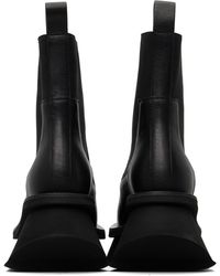 Rick Owens Grilled Wedge Beatle Leather Platform Chelsea Boots in