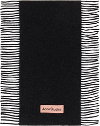 Acne Studios - Écharpe Noire En Laine À Franges - Lyst