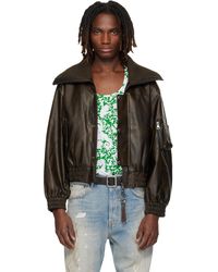 ANDERSSON BELL - Knit-Collar Ma-1 Faux-Leather Bomber Jacket - Lyst