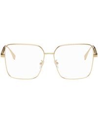 Fendi - Gold Square Glasses - Lyst