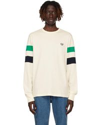 Fred Perry - F Perry オフホワイト パネル 長袖tシャツ - Lyst
