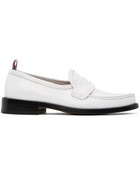 Thom Browne - White Spazzolato Pleated Varsity Loafers - Lyst